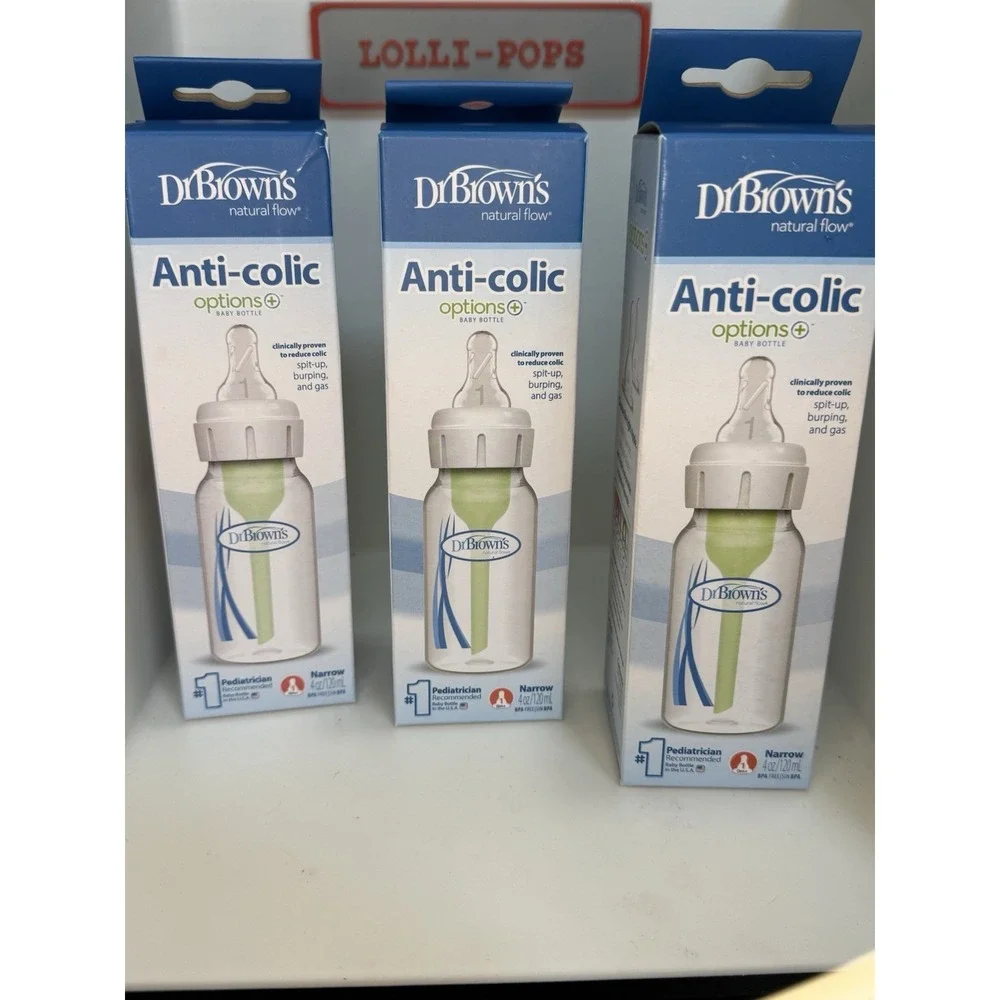 Dr. Brown's Options and Narrow Anti-Colic Baby Bottle 4 oz (3 bottles)